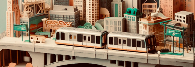 Cropped metro train diorama