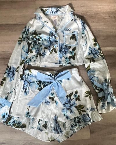 beach riot blue flowered pj